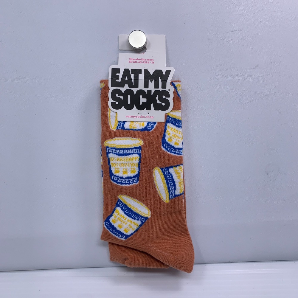 Eat My Socks Unisex OS Orange Coffee Lovers Club Greek Cup Crew Socks NWT